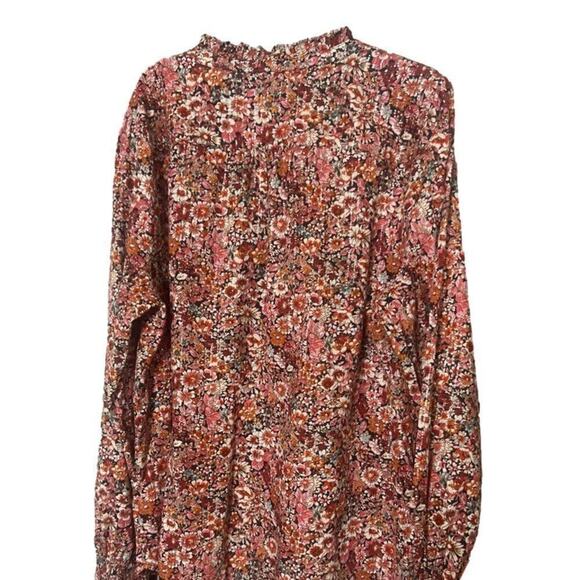 TALBOTS RUFFLE FLORAL LONG SLEEVE BLOUSE SIZE XL - Picture 2 of 6